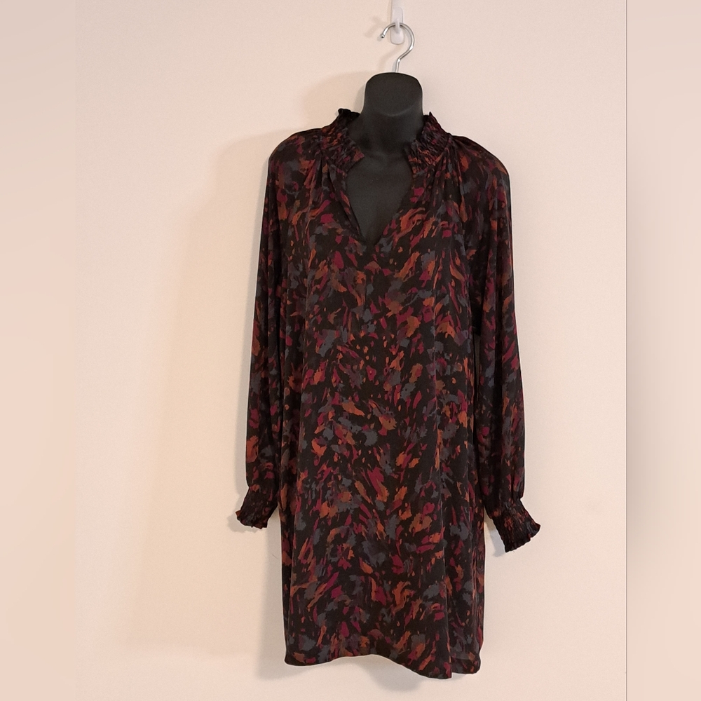Allison Joy Abstract Print Long Sleeve Lined Dress Missses Large - Picture 2 of 8